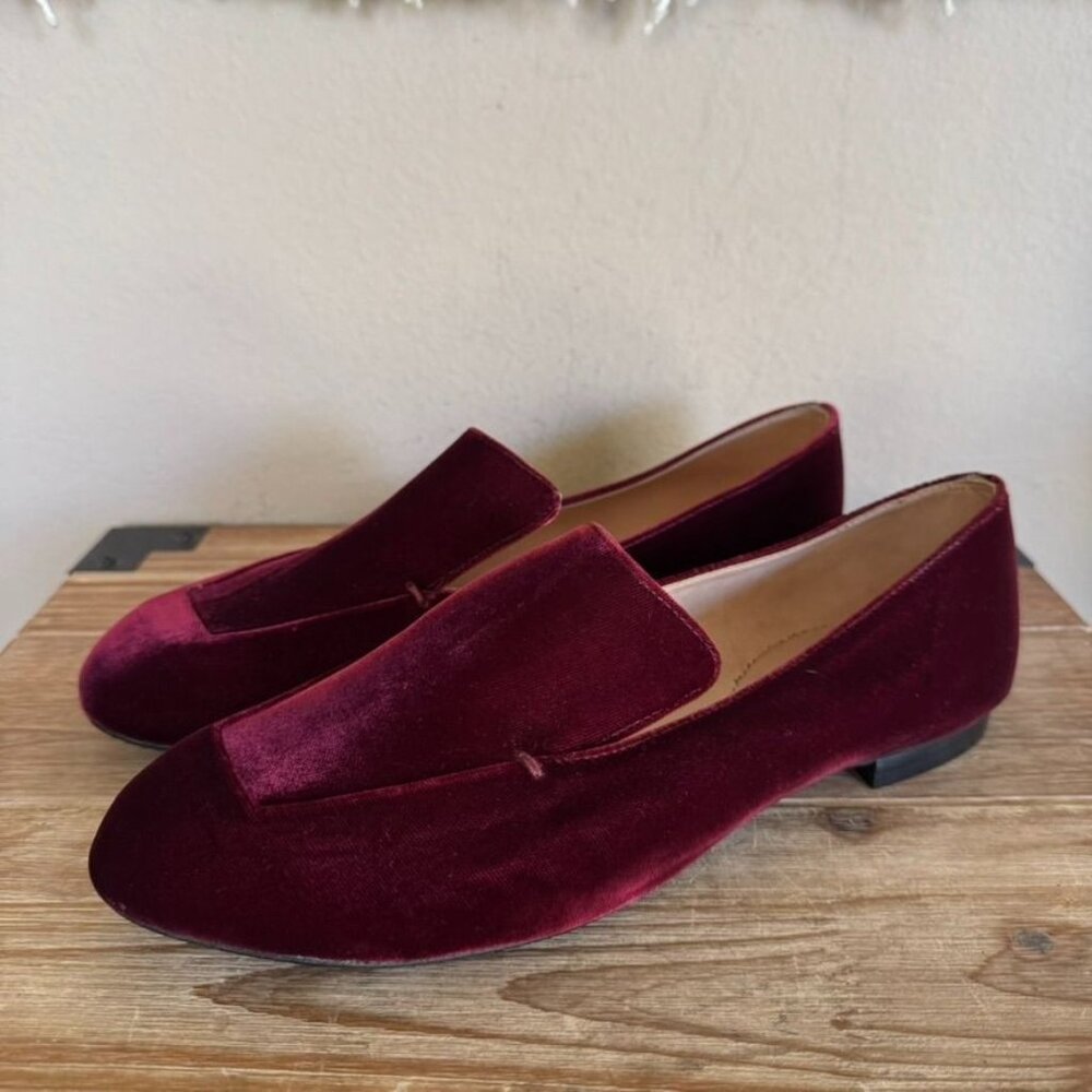 Robert Clergerie Burgundy Velvet Leather Lined Smoking Loafers Size 41 / US 10.5
